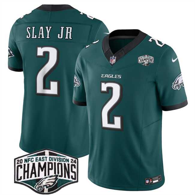 Mens Philadelphia Eagles #2 Darius Slay JR Green 2024 New NFC East Champions F.U.S.E. Vapor Untouchable Limited Stitched Jersey